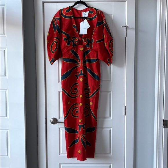 Linen Anthropologie NWT Cala de la Cruz Gaia Linen Maxi Dress made in Colombia L - Picture 8 of 10